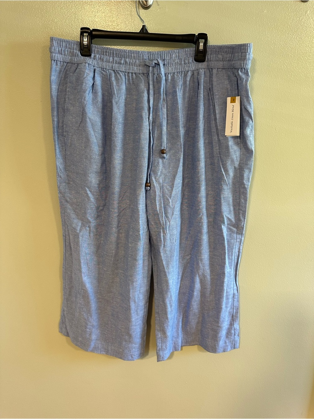 Land ’n Sea 2X Blue Washable Linen Blend Wide Leg Pants NWT